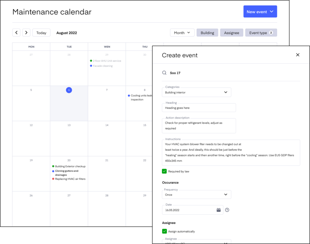 building maintenance calendar and software for preventive building maintenance